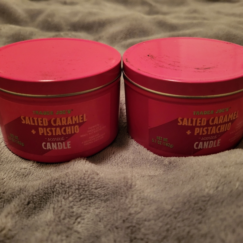 Trader Joe Salted Caramel + Pistachio candle duo